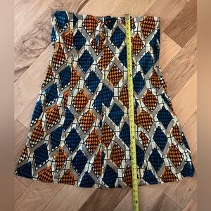 Handmade Wax Print Fabric African Drawstring Skirt: 43" Waist - 33" Length
